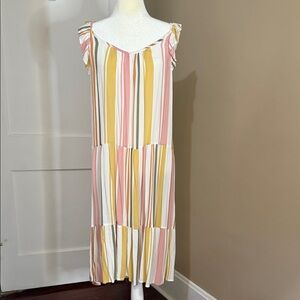 Chic Multicolor Striped Midi Dress